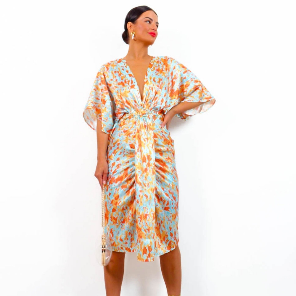 NWT Finders Keepers - Blue Orange Printed Midi